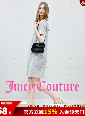 Juicy Couture橘滋连衣裙女直筒白色法式粗花呢小香风礼服中长裙
