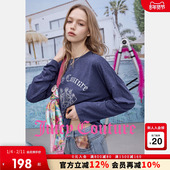 Juicy 休闲上衣 宽松印花落肩长袖 Couture橘滋T恤女2026年春季 新款