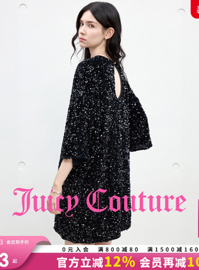 Juicy Couture橘滋连衣裙女2025年秋冬新款黑色礼服高级宴会短裙