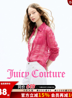 Juicy Couture橘滋衬衫女26夏季新款半透明格纹网纱玫红上衣外套