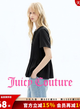 【含醋纤】Juicy Couture橘滋衬衫女26夏季新款黑色压褶短袖上衣