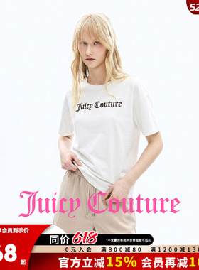 【100%棉】Juicy Couture橘滋T恤女26夏季新款白色印花短袖上衣