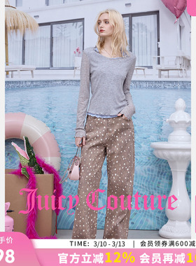 Juicy Couture橘滋针织衫女26春夏新款假两件花边设计打底上衣