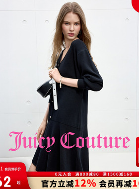 【含绵羊毛】Juicy Couture橘滋连衣裙女2025年秋冬新款黑色长裙
