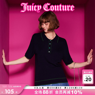 T恤 Juicy Couture橘滋针织衫 女2025年夏新款 复古学院翻领POLO短袖