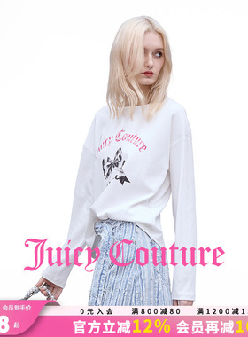 Juicy Couture橘滋T恤女26夏季新款白色宽松印花百搭内搭打底上衣