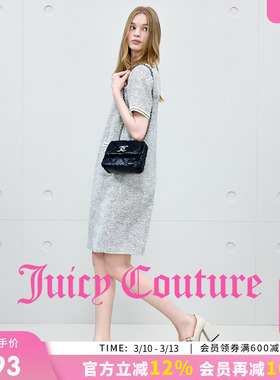 Juicy Couture橘滋连衣裙女直筒白色法式粗花呢小香风礼服中长裙