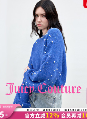 【含绵羊毛】Juicy Couture橘滋针织衫女25冬落肩灯笼袖珍珠毛衣