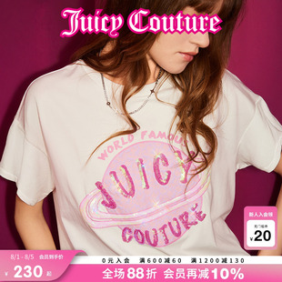 Juicy 上衣 Couture橘滋T恤女2025年夏新款 独特刺绣白色圆领短袖