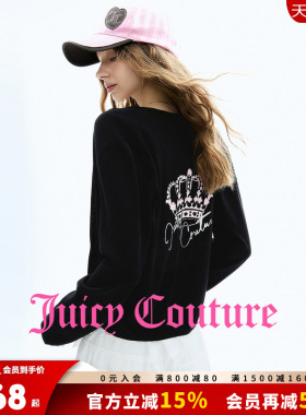 Juicy Couture橘滋外套女26春夏新款皇冠印花黑色针织开衫上衣