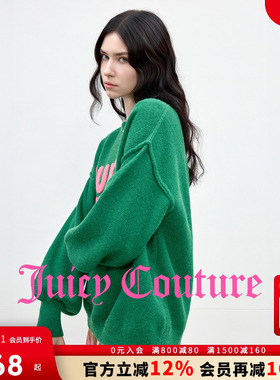 Juicy Couture橘滋针织衫女25年秋冬新款撞色提花宽松灯笼袖毛衣