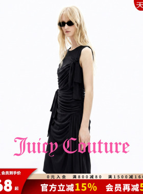 Juicy Couture橘滋连衣裙女26夏季新款黑色褶皱修身晚宴礼服裙子