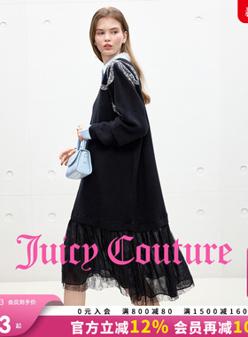 Juicy Couture橘滋连衣裙女2025年秋冬新款蕾丝拼接针织中长裙