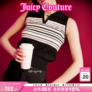 Juicy 条纹学院翻领POLO背心T恤 Couture橘滋针织衫 女2025年夏新款
