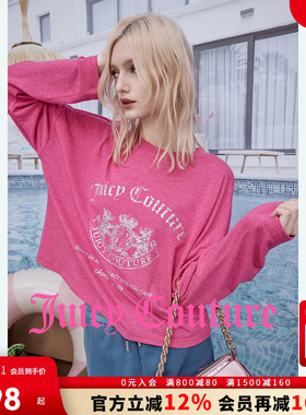 Juicy Couture橘滋T恤女26年春季新款印花玫红色长袖宽松打底上衣