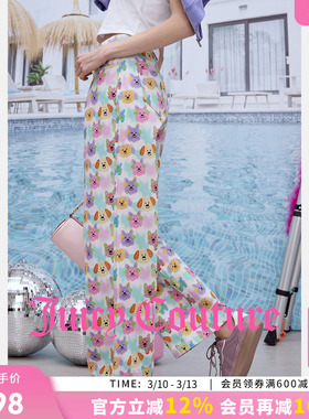 【100%棉】Juicy Couture橘滋牛仔裤女26春夏新款小狗满印长裤