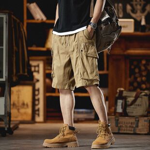 男款裤子复古休闲夏季男装男士宽松男短裤高级感工装美式潮牌服装