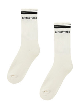 REEMUSTERED 国潮LOGO纯棉拼色条纹纯棉长袜 运动袜
