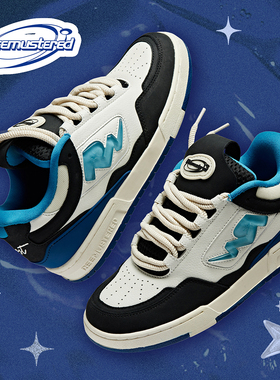 严浩翔朱志鑫张泽禹同款REEMUSTERED国潮滑板鞋果冻LOGO黑蓝情侣