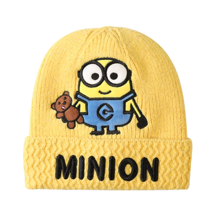 小黄人儿童帽子秋冬宝宝护耳针织帽婴幼儿男女儿童毛线帽可爱冬天