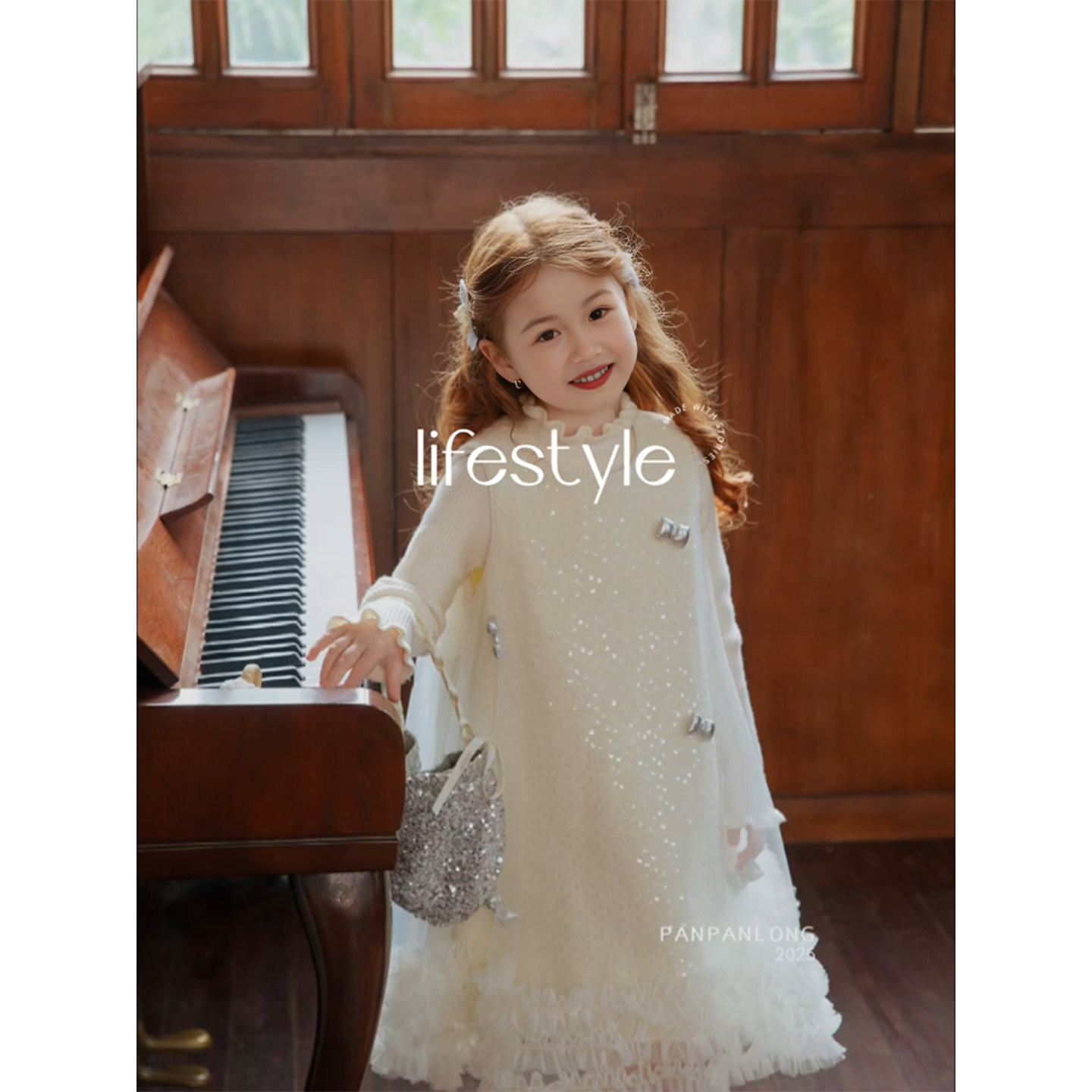 女童冬套装生日礼服裙子儿童亮片蛋糕裙过新年拜年服迪士尼公主裙