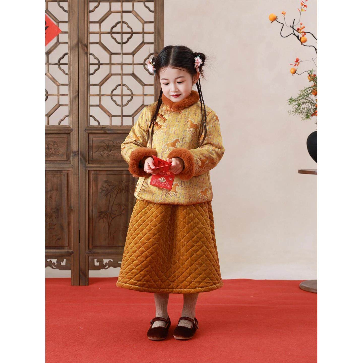 女童新中式国风唐装加厚夹棉旗袍外套儿童红色过新年战袍穿搭年服,童装/婴儿装/亲子装,旗袍,淘宝优惠券,粉丝福利购,淘宝优惠卷