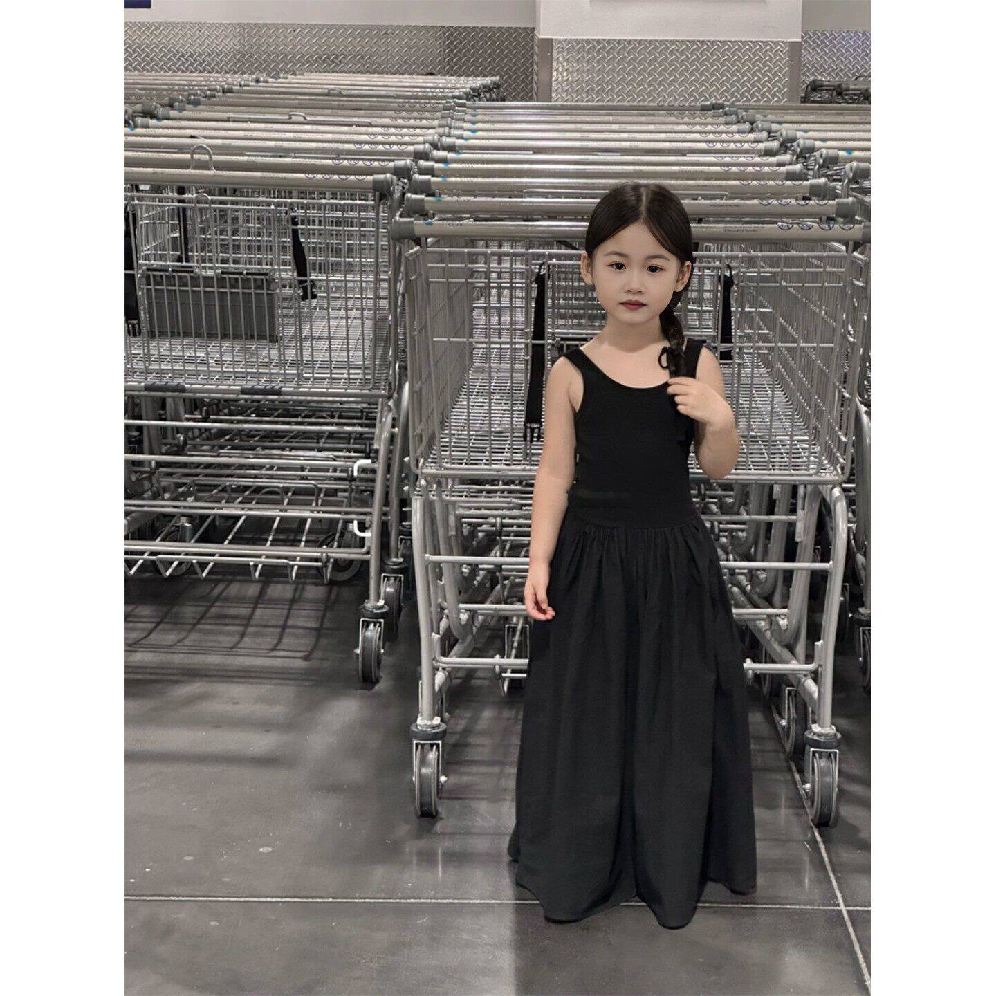 女童生日礼服裙子儿童法式打揽泡泡袖洋装女孩绝美黑色女公主裙