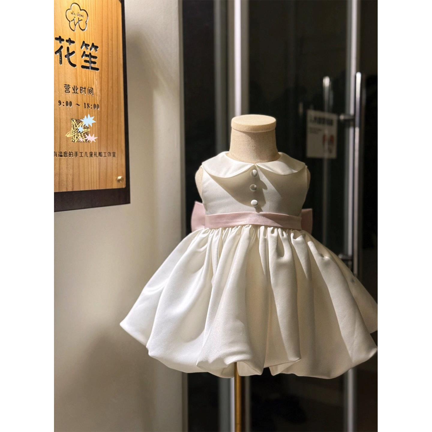 女童周岁生日礼服连衣裙夏季儿童蝴蝶结满月婴儿衣服绝美公主裙