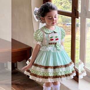 女童洛丽塔连衣裙夏季儿童甜美金殿生日礼服吊带裙女孩蓬蓬公主裙