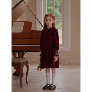 女童生日礼服打揽背心裙子儿童红色加绒过新年拜年服迪士尼公主裙