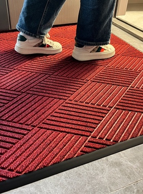 红色入户门地垫门口加厚地毯门外高级室外入门吸水脚垫防滑门垫