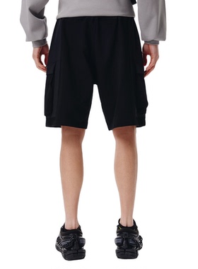 李宁 LNG都市机能系列薄款针梭织拼接插扣男士五分短裤 FHBB010