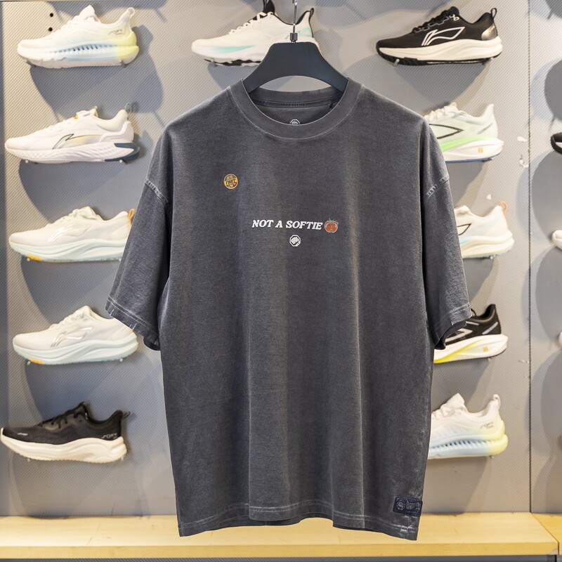 李宁男子T恤2025秋季新品反伍BADFIVE宽松舒适短袖文化衫AHSV215