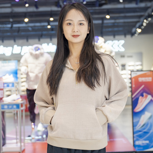 李宁运动休闲女子连帽套头卫衣