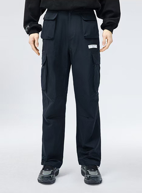 李宁春季LNG未来玩家系列荧光撞色休闲直筒运动裤男女同款FHAC006