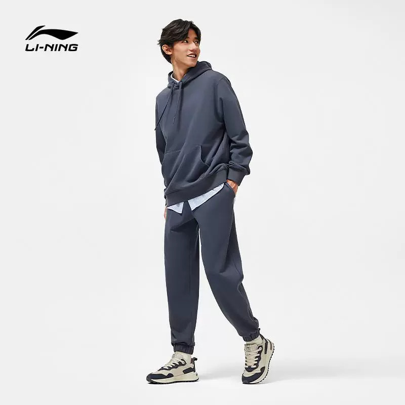 李宁时尚系列男子休闲裤简约抽绳百搭潮流束脚运动卫裤 AKLU023