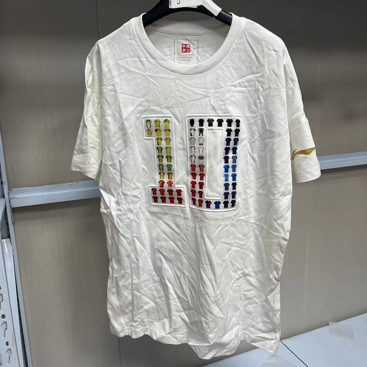 《购买前看详情B品》李宁 短袖印花夏季运动T恤白色男款 AHSP561