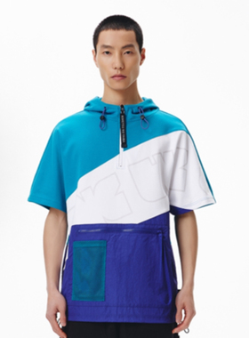 李宁LNG X  鬼灭之刃联名款女子撞色半开衫连帽短袖t恤 FABB008