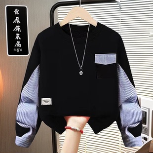 胖大童男童卫衣2025新款春秋款胖童装加肥加大宽松胖孩子春季上衣