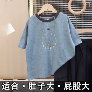 胖童装男童短袖套装加肥加大新款中大童大码宽松夏装薄款两件套潮