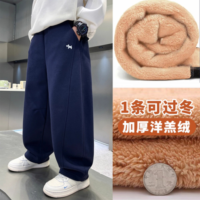 胖男童加肥加大冬季羊羔绒棉裤
