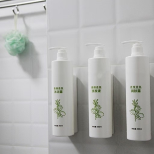 360毫升乳液按压双液位线瓶 支架瓶 卡扣泵头JW酒店壁挂洗发水瓶