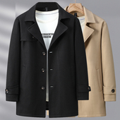 350斤秋冬大码 休闲外套男中长款 加肥加大显瘦仿毛呢大衣商务褂子