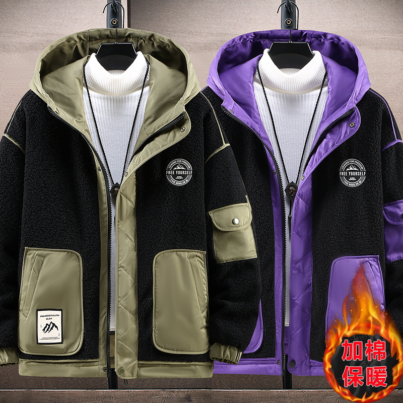 350斤新款秋冬棉服男加绒青少年防寒保暖加肥加大码棉衣宽松棉袄