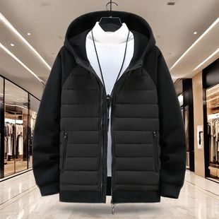 300斤加肥加大码轻薄秋冬棉服男连帽新中式休闲保暖棉衣外套棉袄