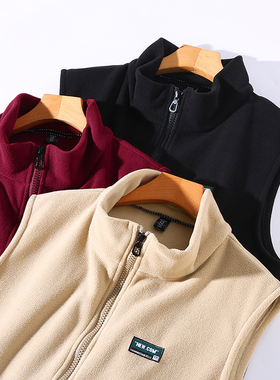 380斤抓绒马甲男秋冬保暖摇粒绒背心加肥加大码运动开衫立领内胆