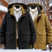 加肥加大棉衣胖子中长款 350斤显瘦特大码 羽绒棉服男新款 加厚外套