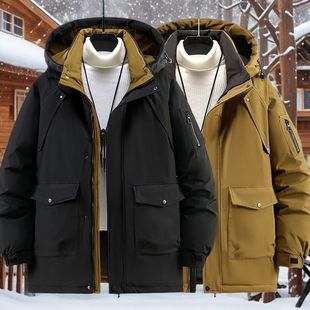 350斤显瘦特大码羽绒棉服男新款加肥加大棉衣胖子中长款加厚外套