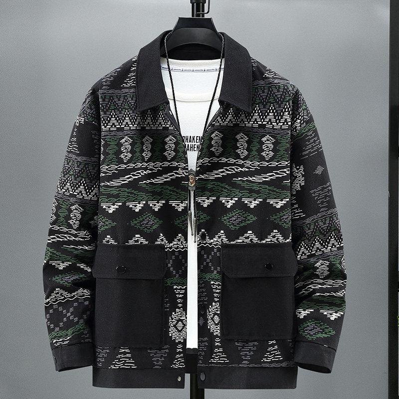 300斤加肥加大牛仔外套男潮质感ins夹克宽松翻领拼接正品大码上衣