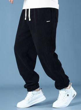 350斤冬季大码加绒裤子男宽松休闲裤加肥加大条绒裤运动显瘦长裤